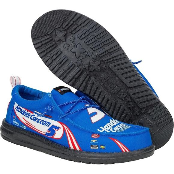 NWT HEYDUDE Mens HEYDUDE NASCAR Kyle Larson-Black/Electric Blue Size 8
